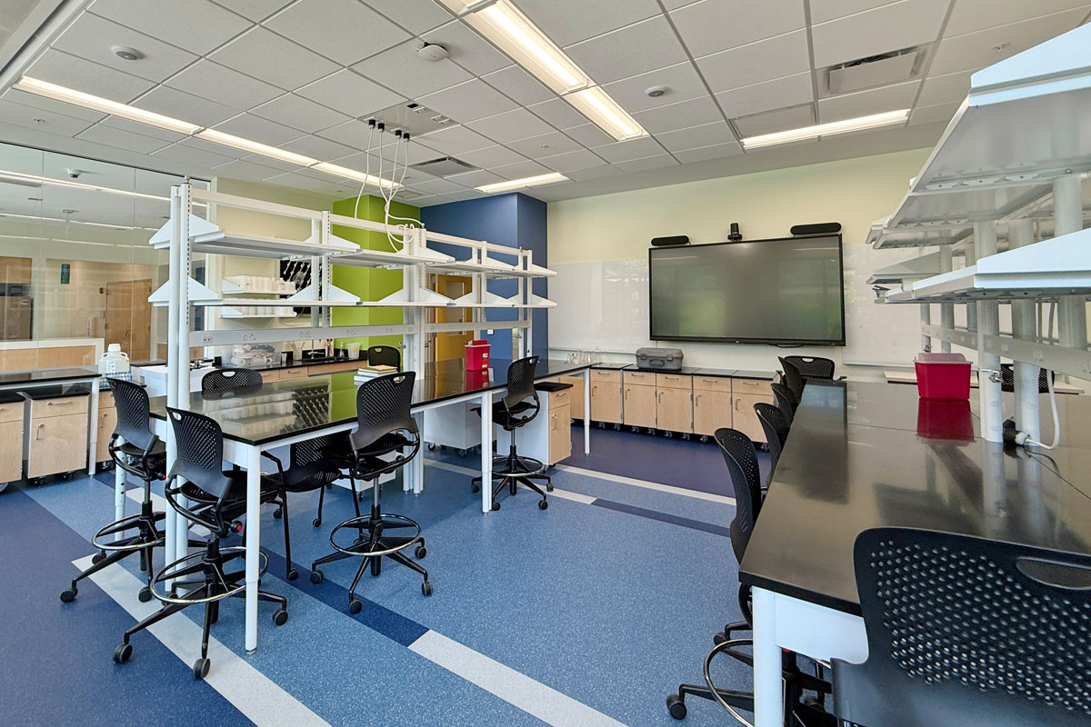 One of the teaching classrooms inside the newly constructed wing of Bigelow Laboratory for Ocean Sciences.