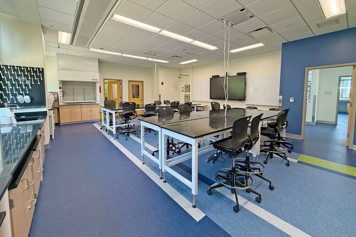 One of the teaching classrooms inside the newly constructed wing of Bigelow Laboratory for Ocean Sciences.